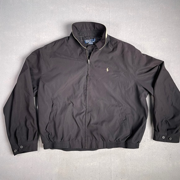 Polo Ralph Lauren Jacket Full Zip Windbreaker Lined Black XXL Golf